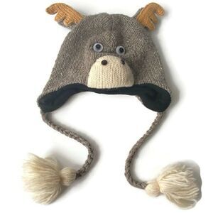 Kids Moose Knit Beanie Hat OS